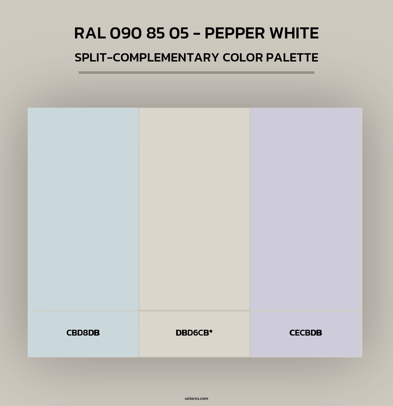 RAL 090 85 05 - Pepper White - Split-Complementary Color Palette