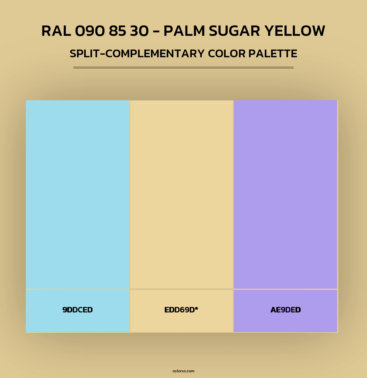 RAL 090 85 30 - Palm Sugar Yellow - Split-Complementary Color Palette