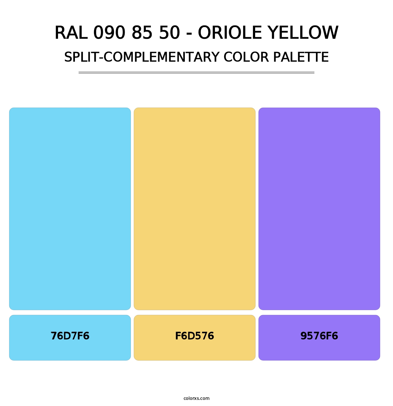RAL 090 85 50 - Oriole Yellow - Split-Complementary Color Palette