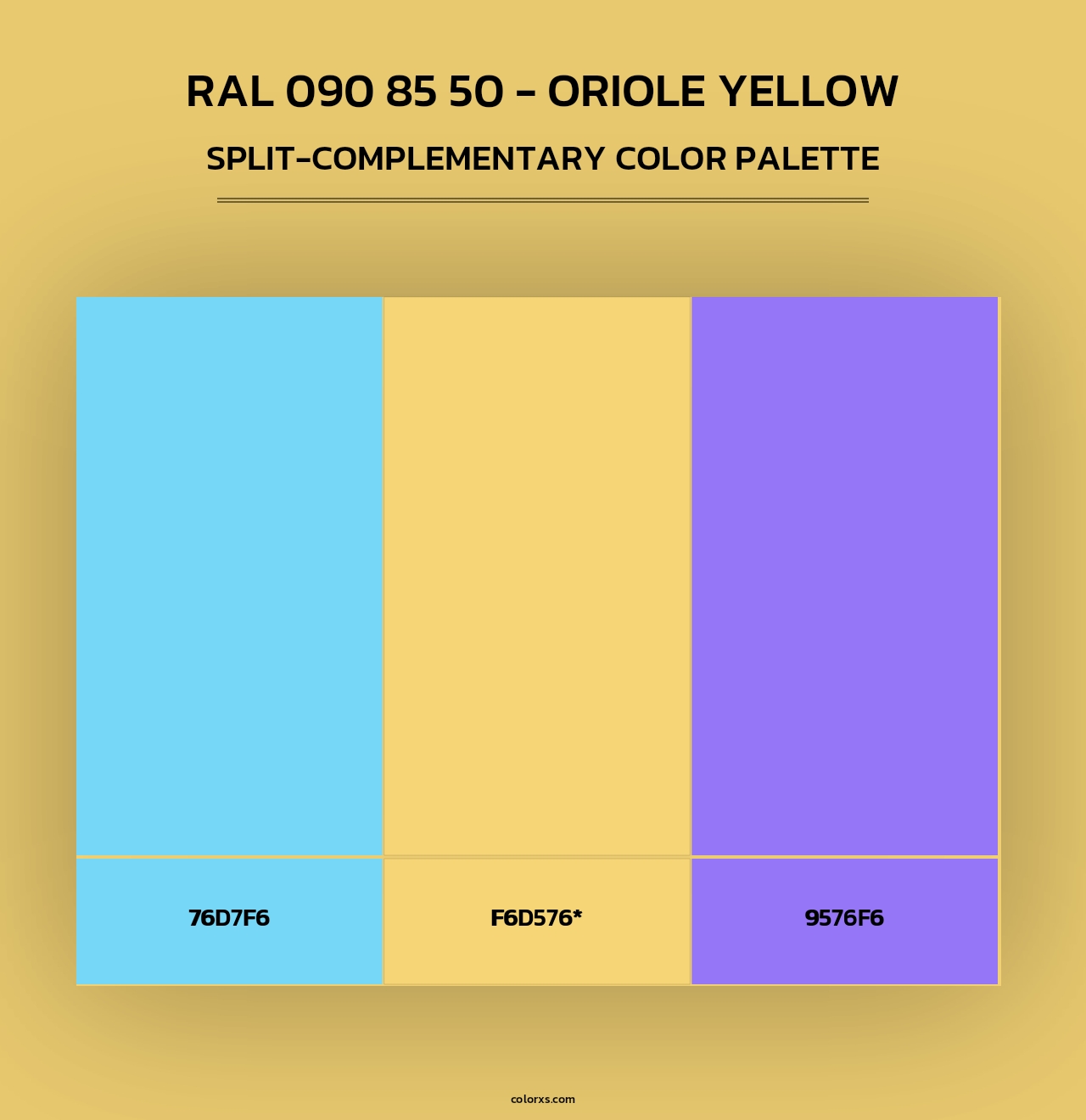 RAL 090 85 50 - Oriole Yellow - Split-Complementary Color Palette