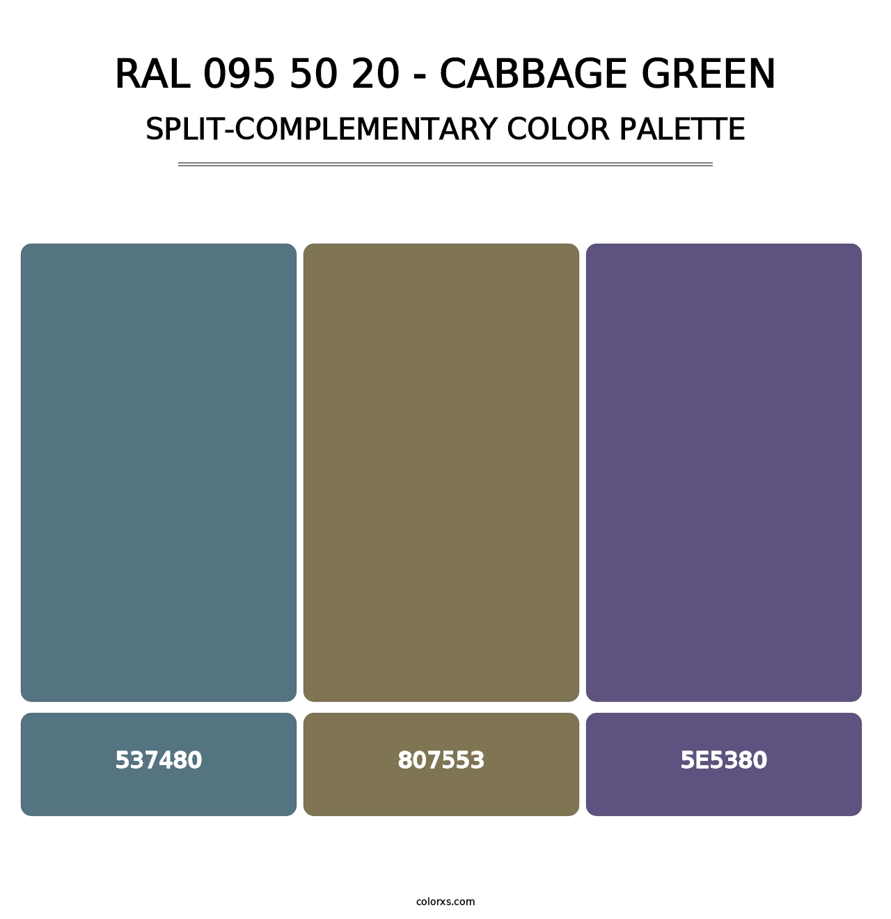 RAL 095 50 20 - Cabbage Green - Split-Complementary Color Palette