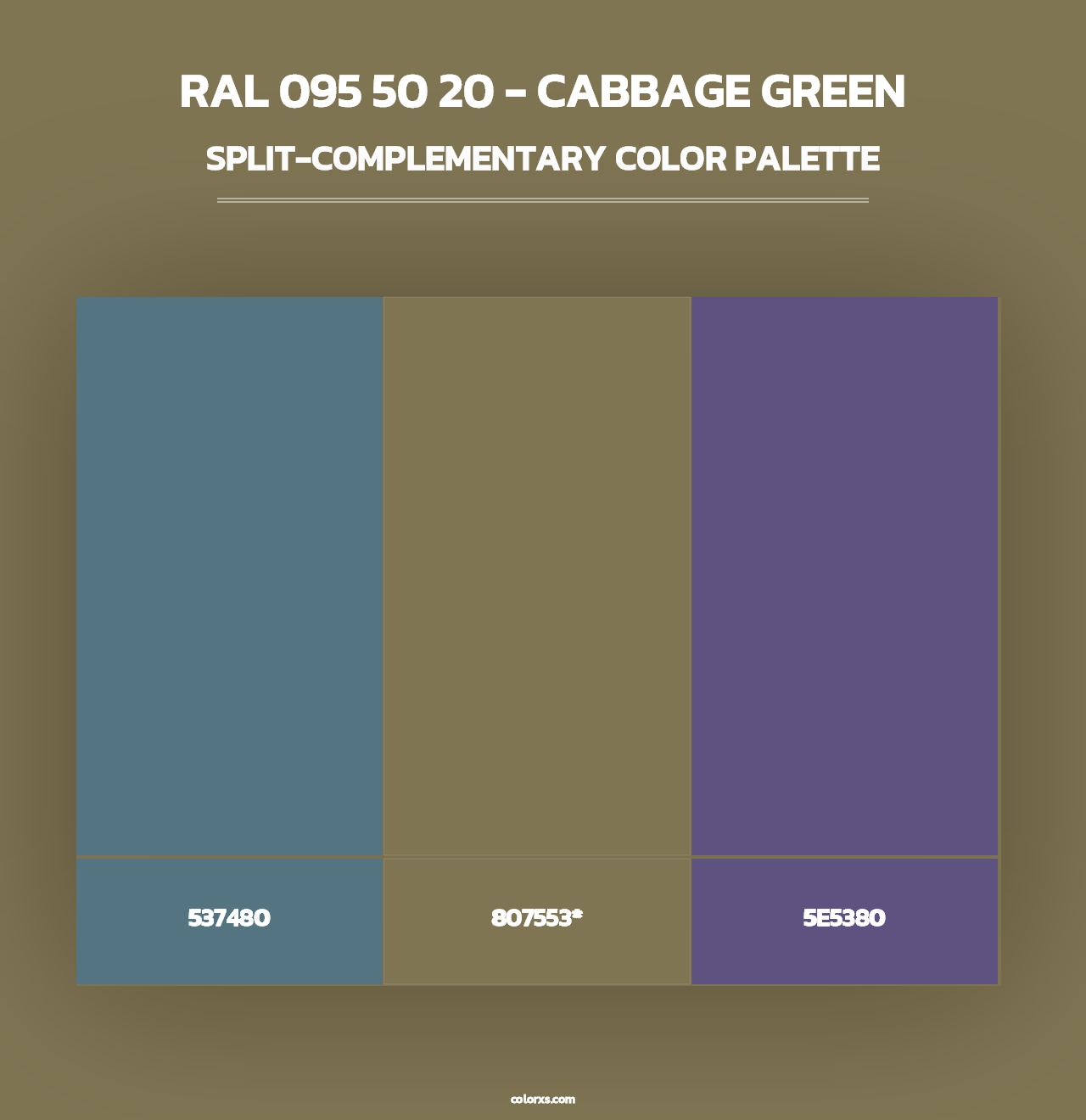 RAL 095 50 20 - Cabbage Green - Split-Complementary Color Palette