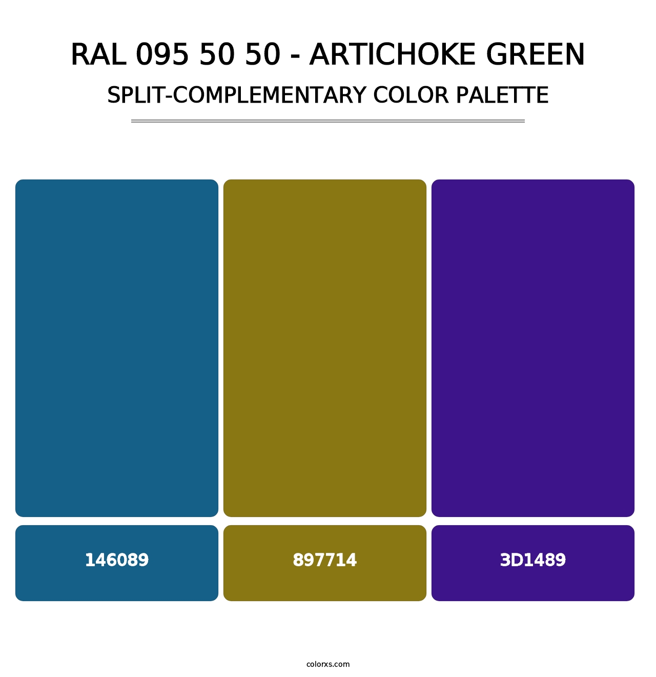 RAL 095 50 50 - Artichoke Green - Split-Complementary Color Palette