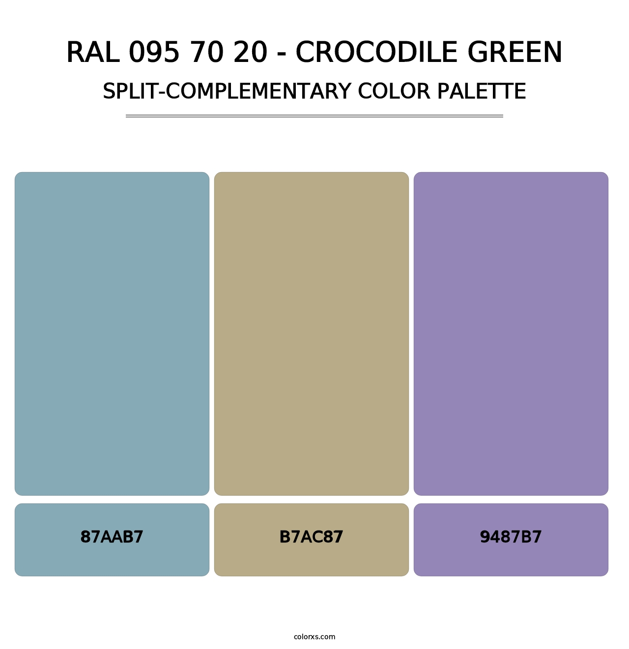 RAL 095 70 20 - Crocodile Green - Split-Complementary Color Palette