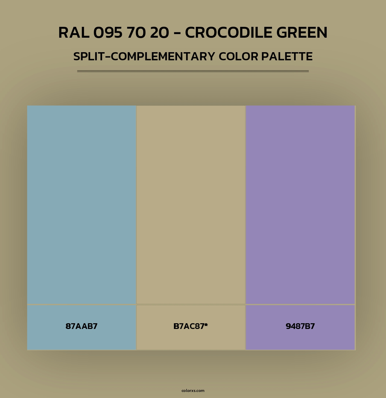 RAL 095 70 20 - Crocodile Green - Split-Complementary Color Palette