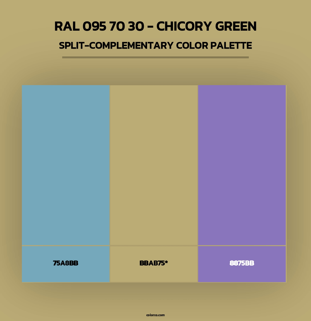 RAL 095 70 30 - Chicory Green - Split-Complementary Color Palette