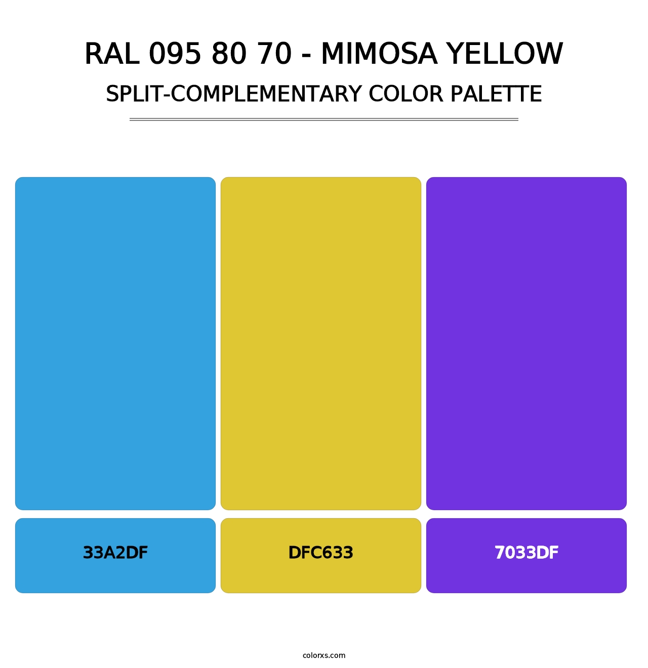 RAL 095 80 70 - Mimosa Yellow - Split-Complementary Color Palette