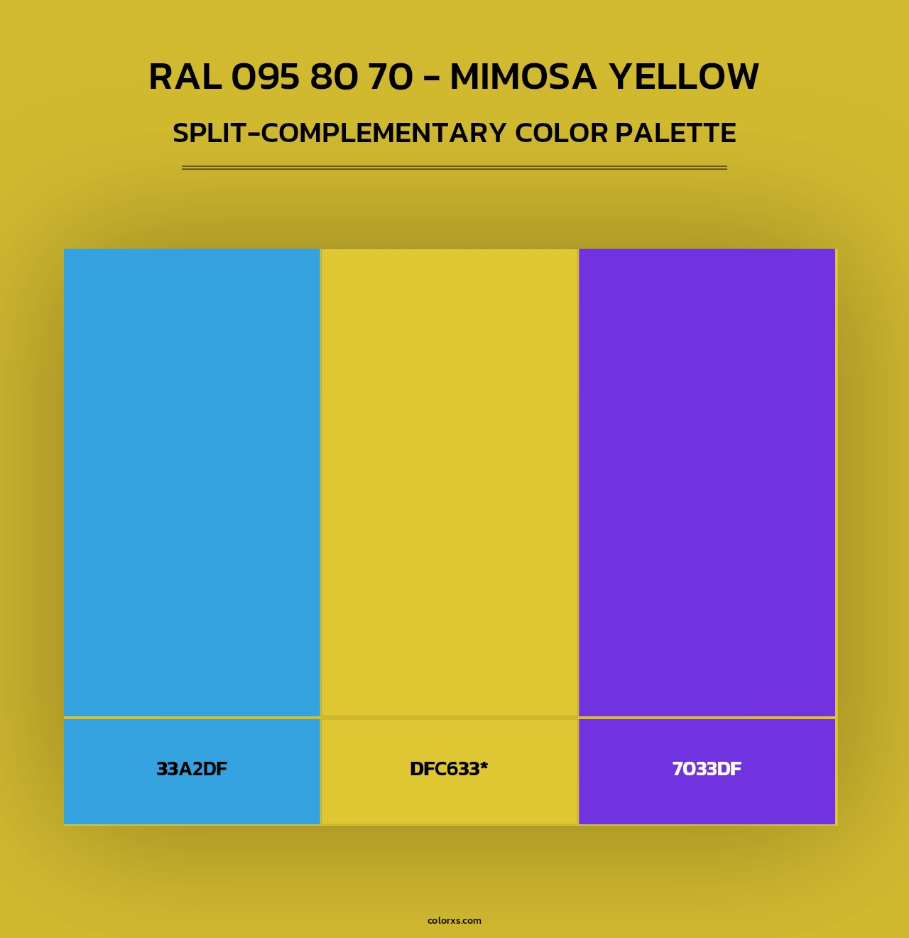 RAL 095 80 70 - Mimosa Yellow - Split-Complementary Color Palette
