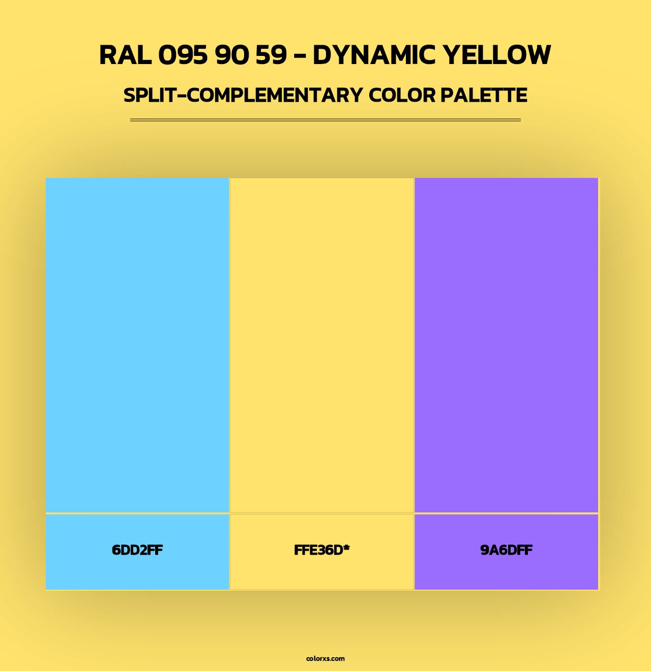 RAL 095 90 59 - Dynamic Yellow - Split-Complementary Color Palette