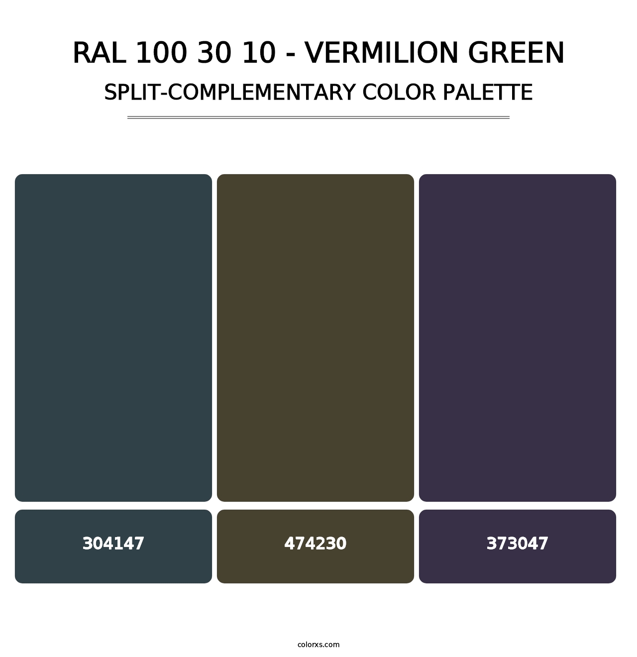RAL 100 30 10 - Vermilion Green - Split-Complementary Color Palette