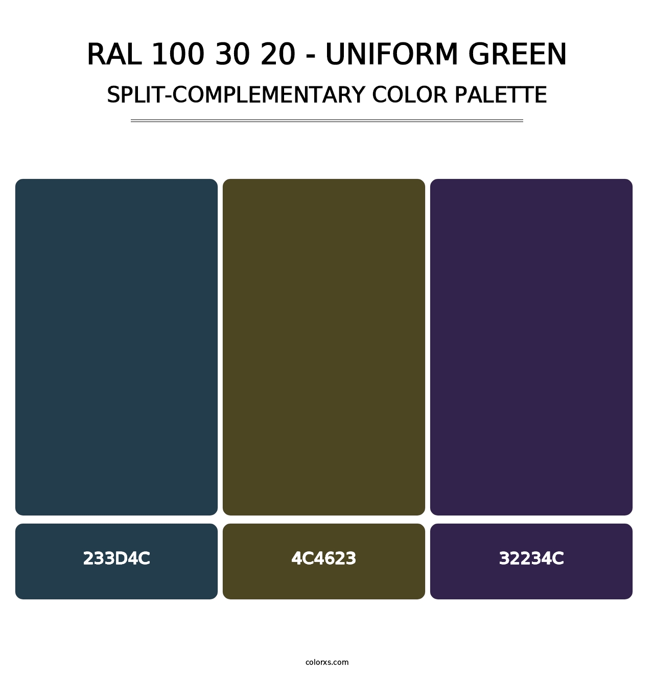 RAL 100 30 20 - Uniform Green - Split-Complementary Color Palette