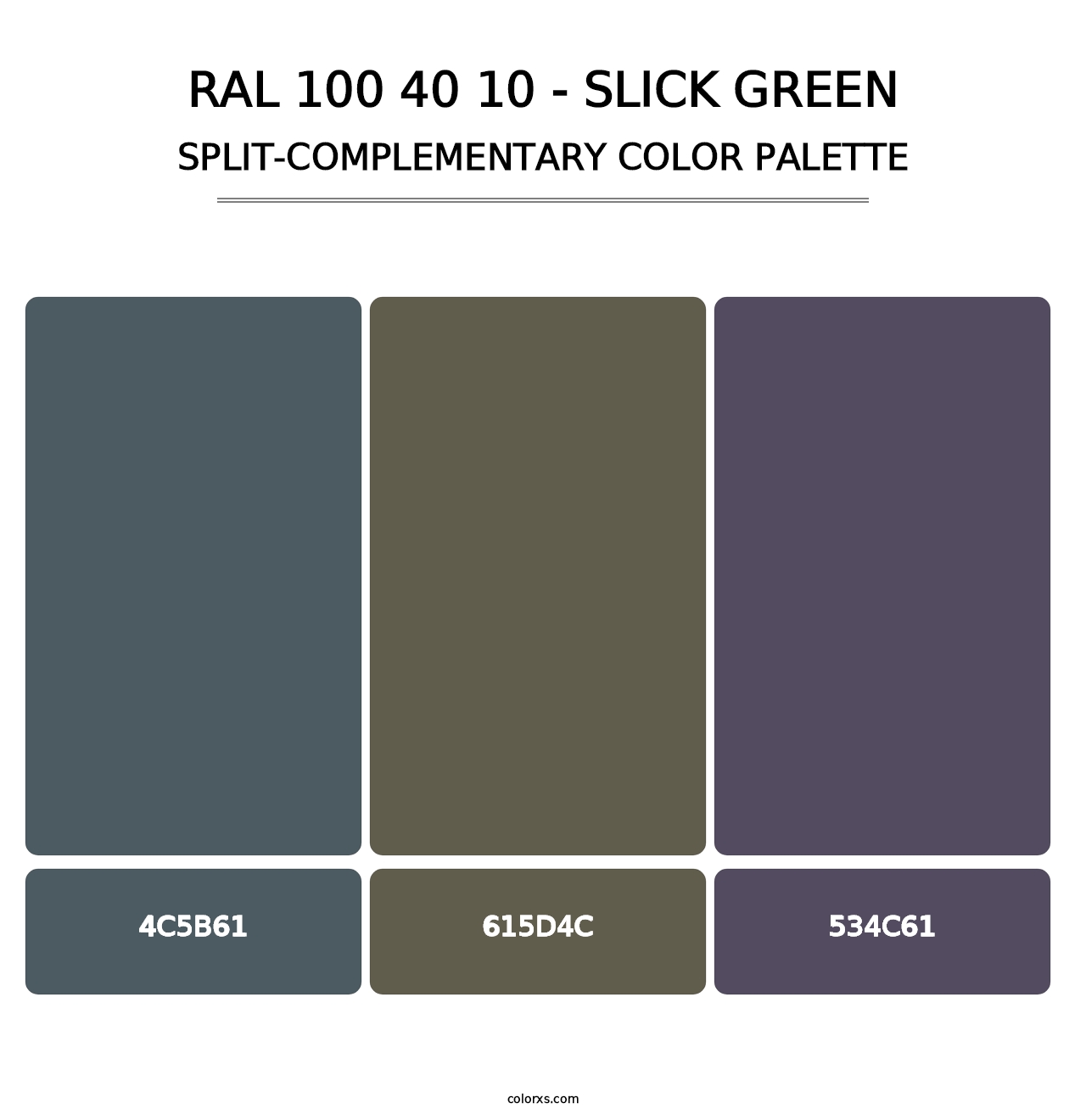 RAL 100 40 10 - Slick Green - Split-Complementary Color Palette