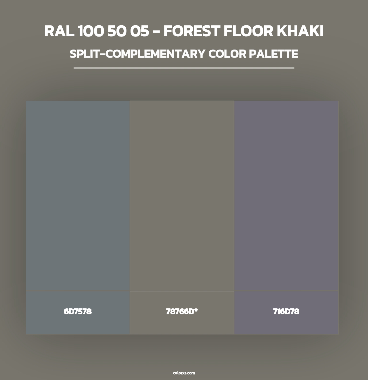 RAL 100 50 05 - Forest Floor Khaki - Split-Complementary Color Palette