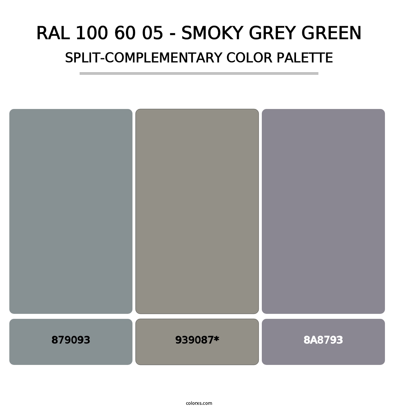 RAL 100 60 05 - Smoky Grey Green - Split-Complementary Color Palette