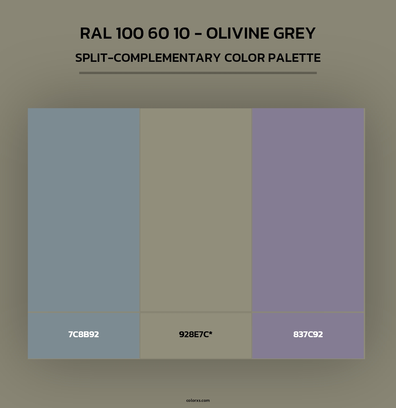 RAL 100 60 10 - Olivine Grey - Split-Complementary Color Palette