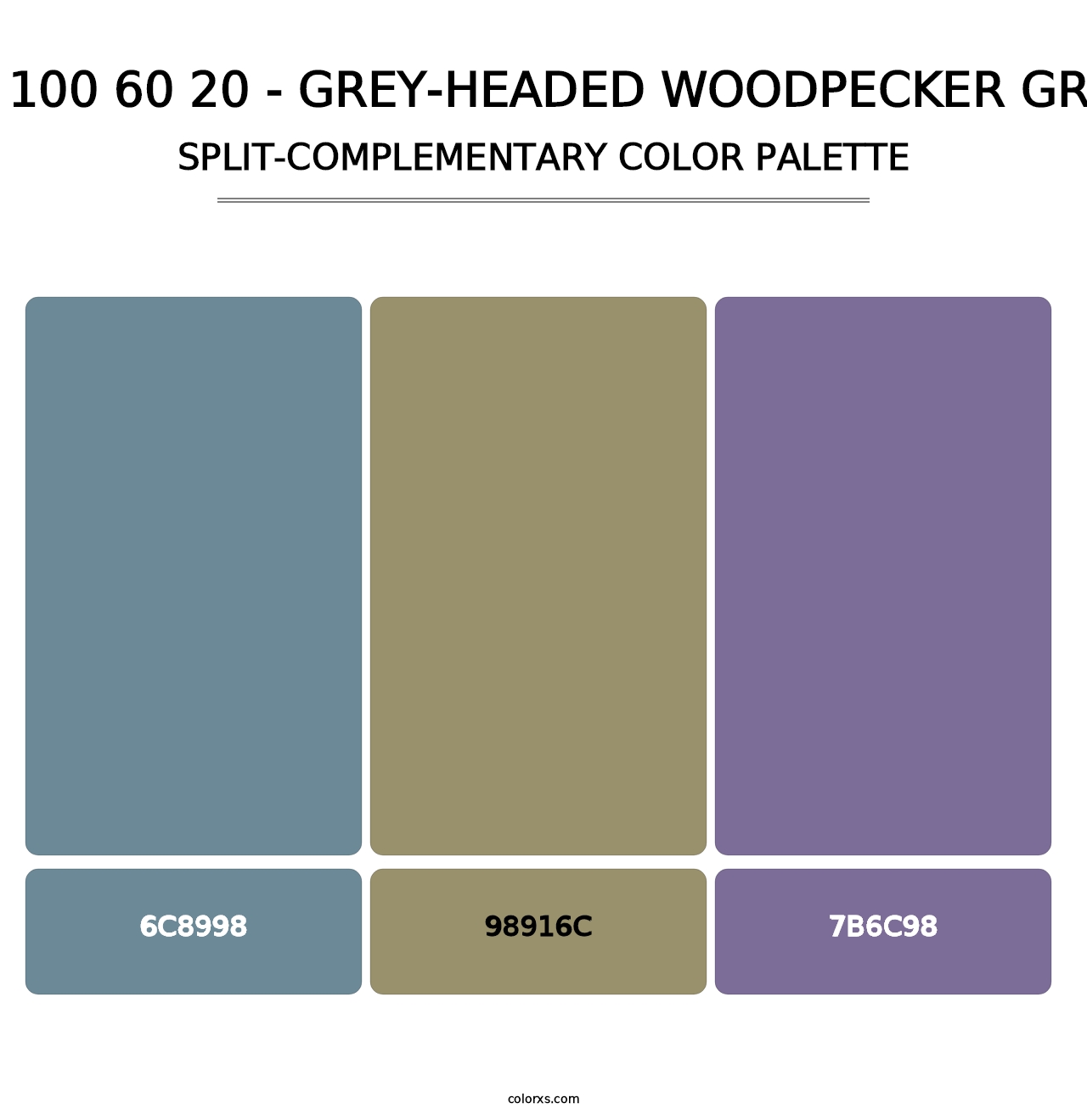 RAL 100 60 20 - Grey-Headed Woodpecker Green - Split-Complementary Color Palette