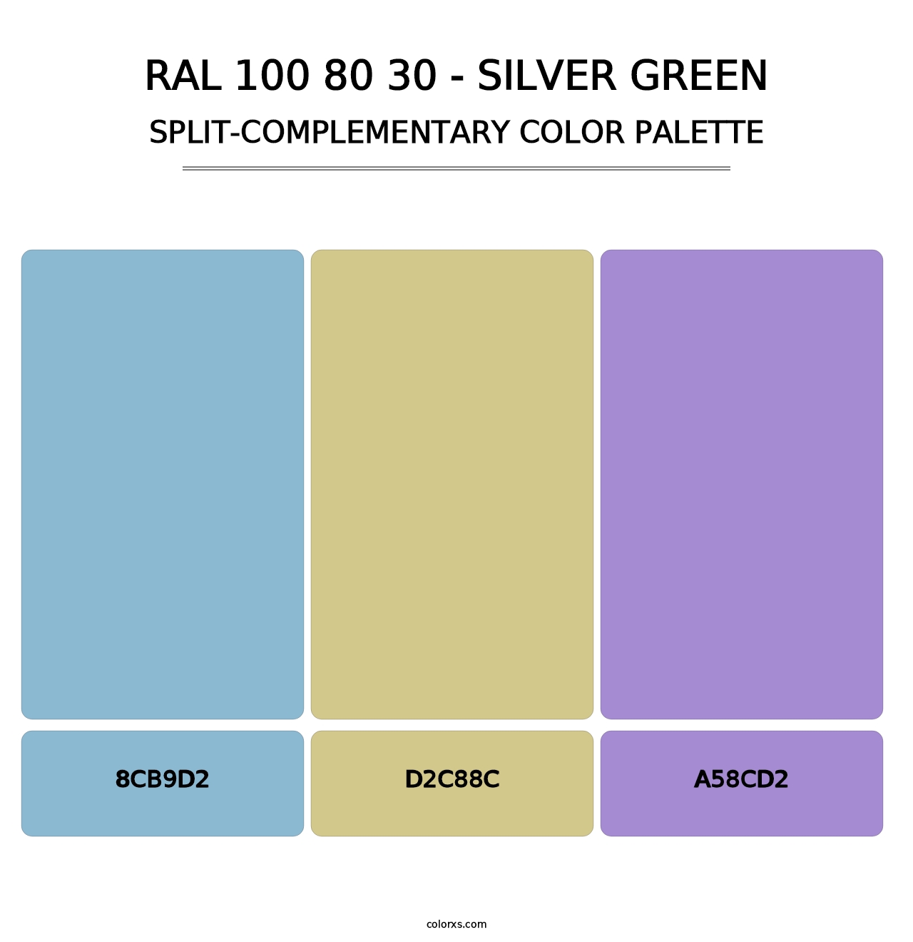RAL 100 80 30 - Silver Green - Split-Complementary Color Palette