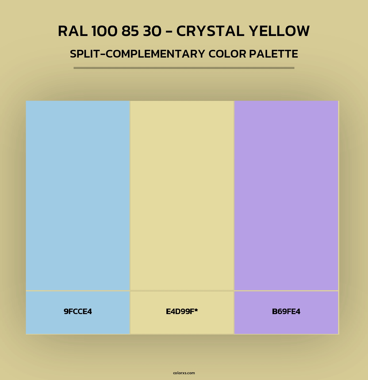 RAL 100 85 30 - Crystal Yellow - Split-Complementary Color Palette