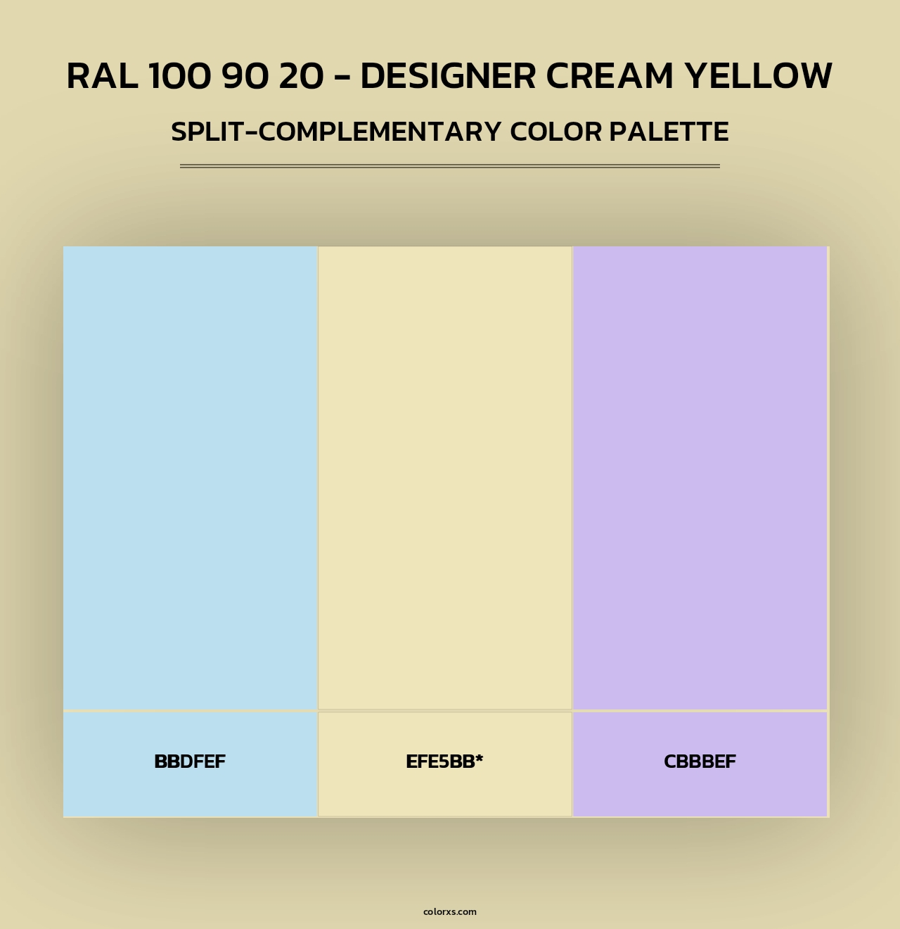 RAL 100 90 20 - Designer Cream Yellow - Split-Complementary Color Palette