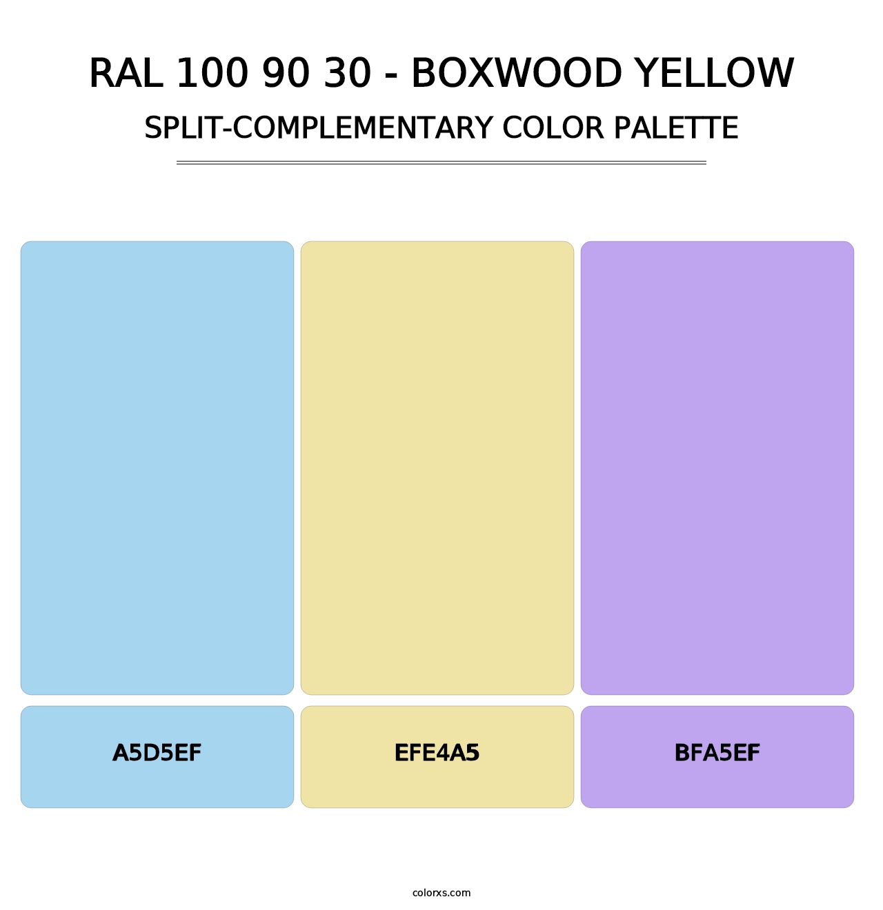 RAL 100 90 30 - Boxwood Yellow - Split-Complementary Color Palette