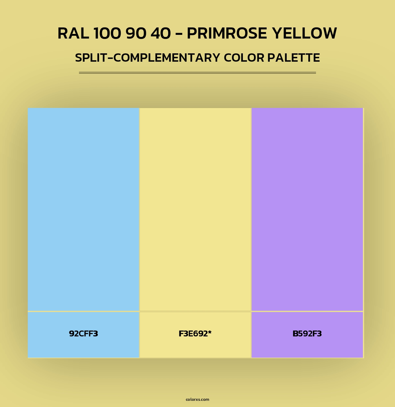 RAL 100 90 40 - Primrose Yellow - Split-Complementary Color Palette