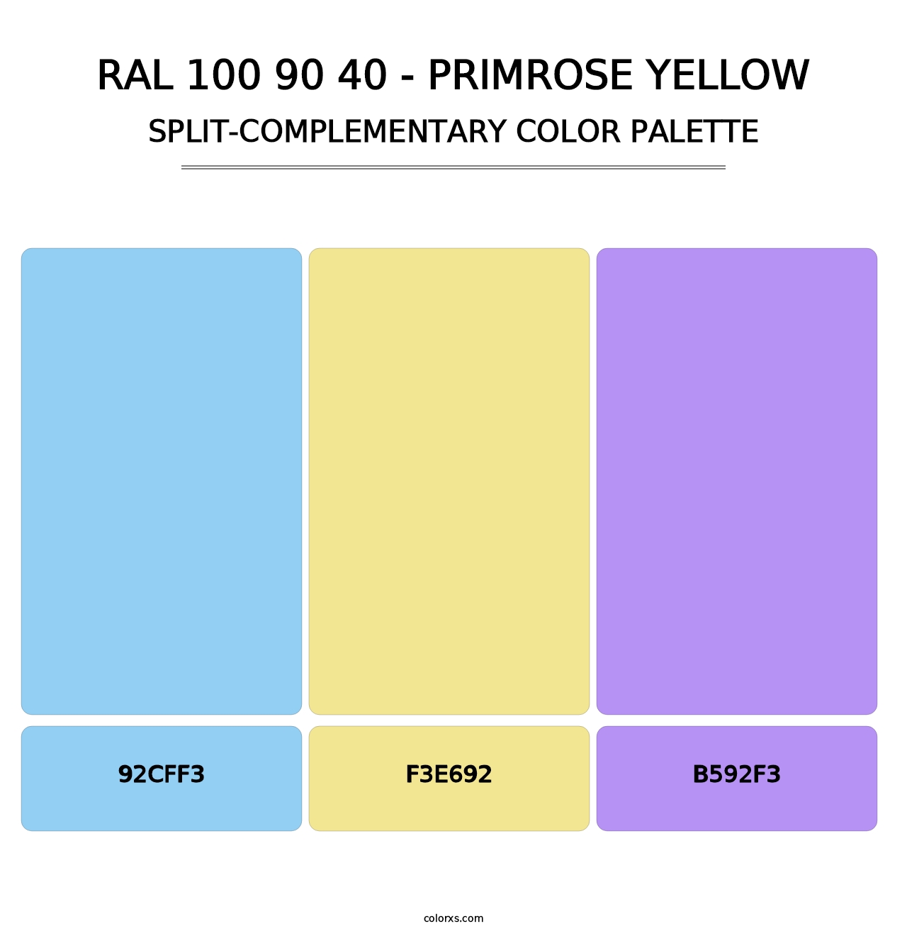 RAL 100 90 40 - Primrose Yellow - Split-Complementary Color Palette