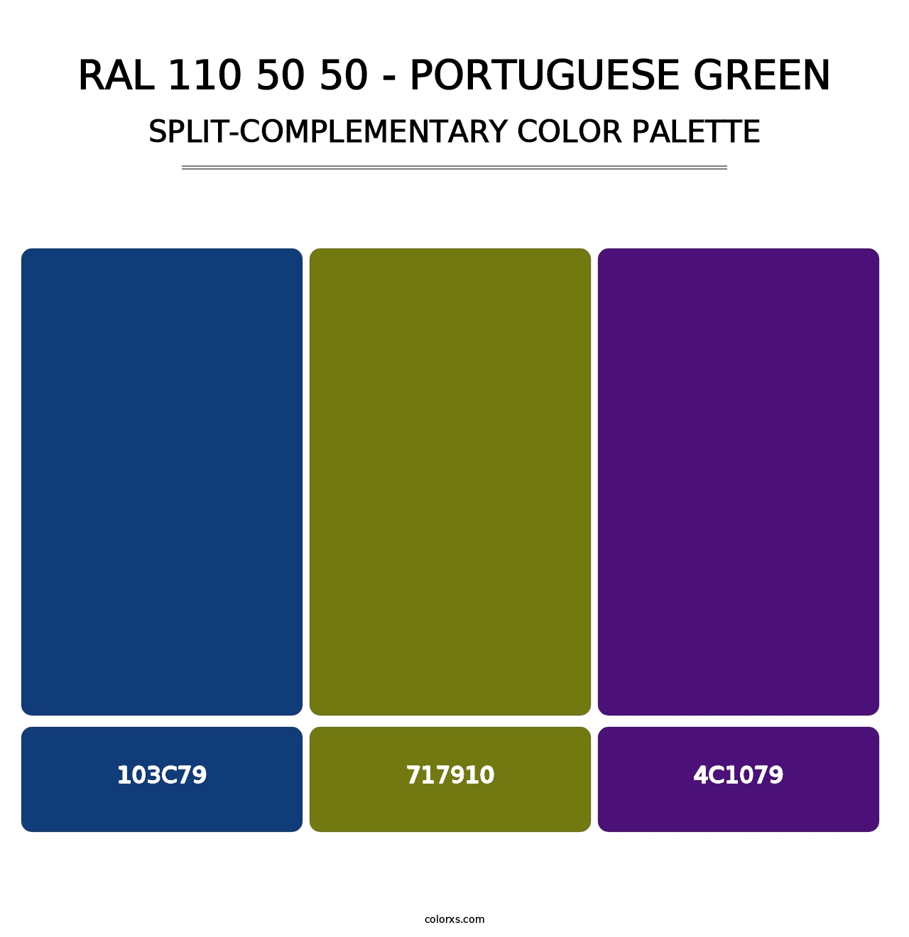 RAL 110 50 50 - Portuguese Green - Split-Complementary Color Palette