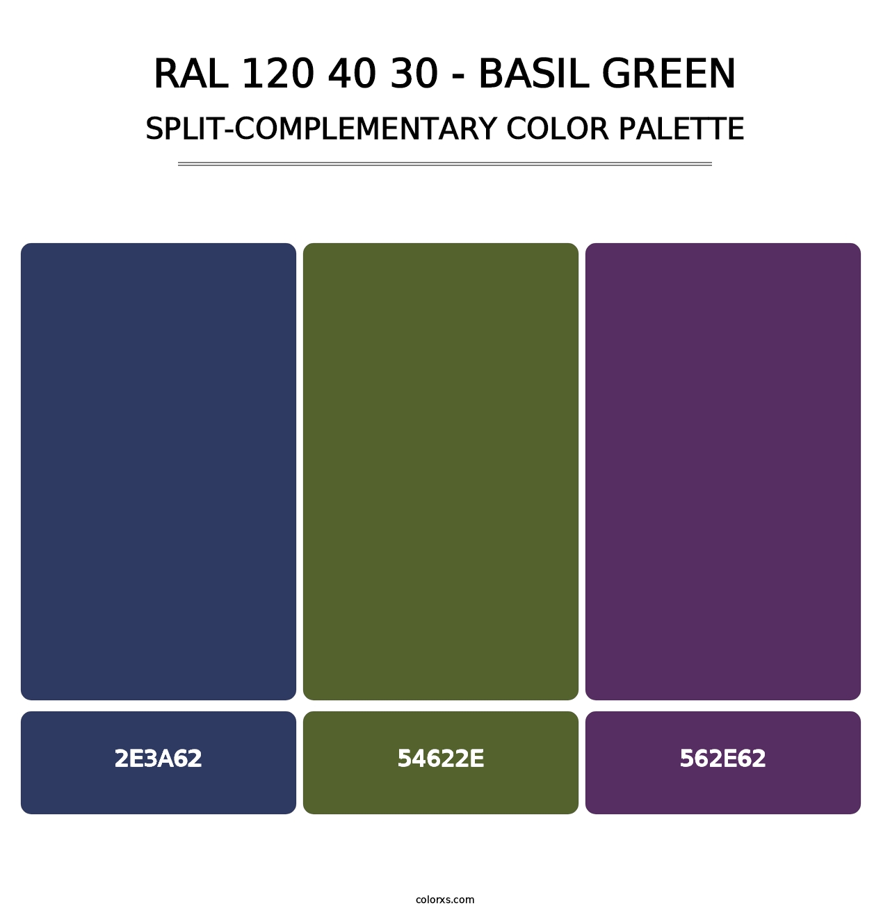 RAL 120 40 30 - Basil Green - Split-Complementary Color Palette