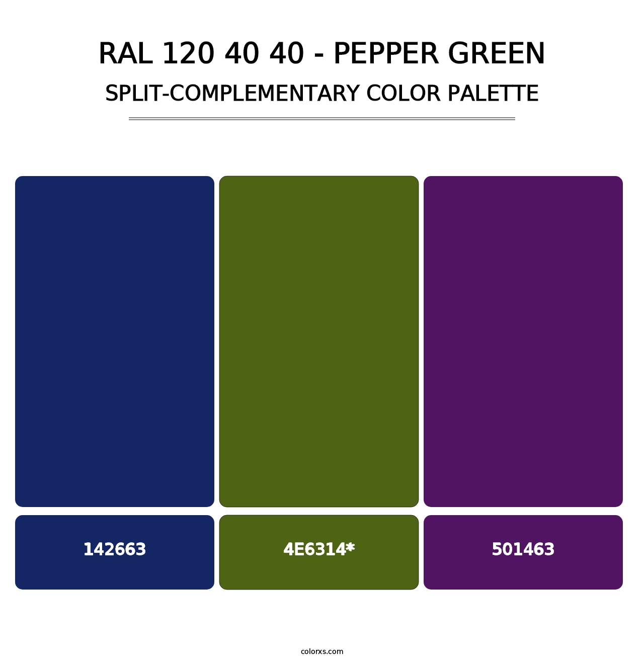 RAL 120 40 40 - Pepper Green - Split-Complementary Color Palette