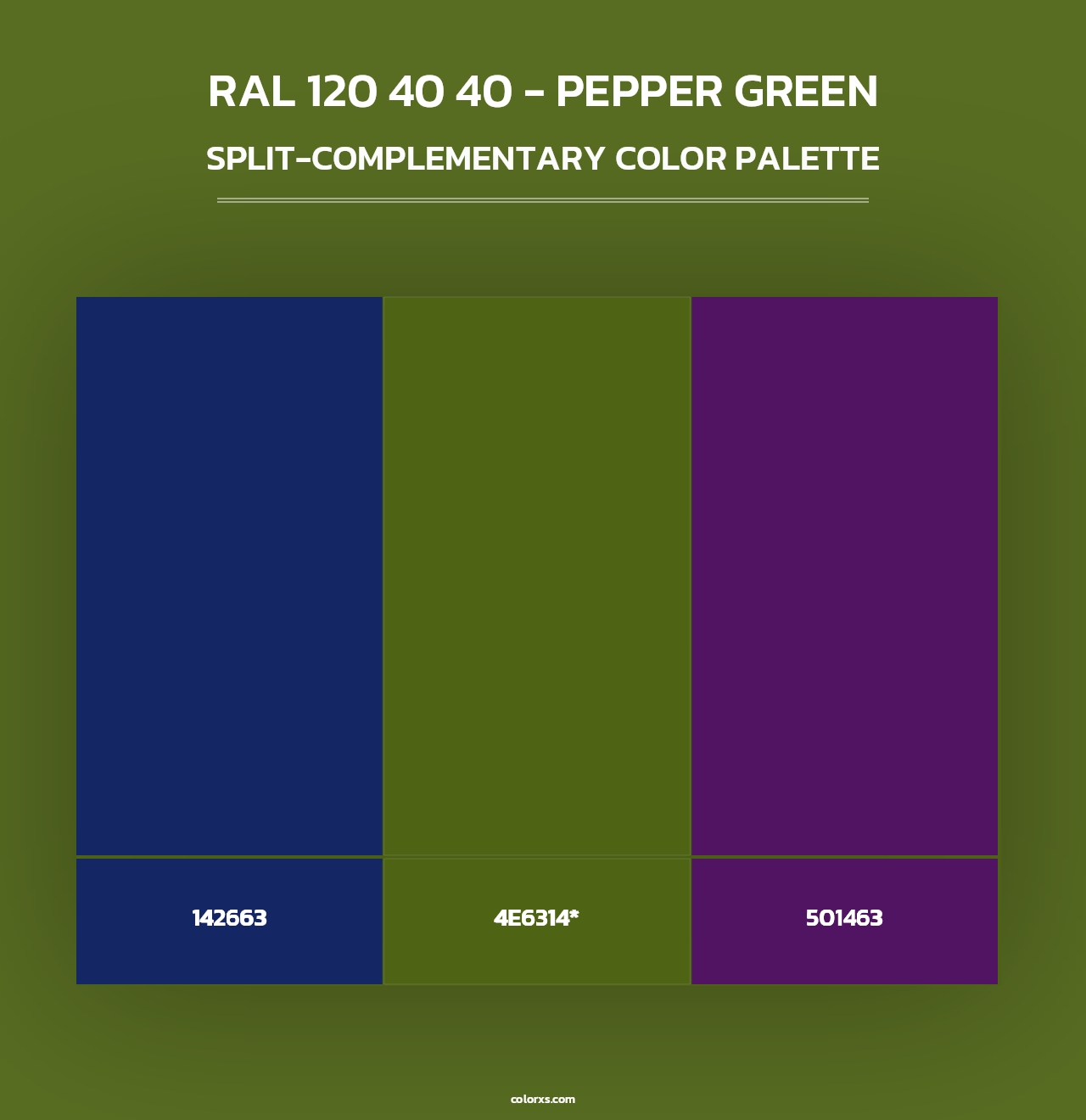 RAL 120 40 40 - Pepper Green - Split-Complementary Color Palette