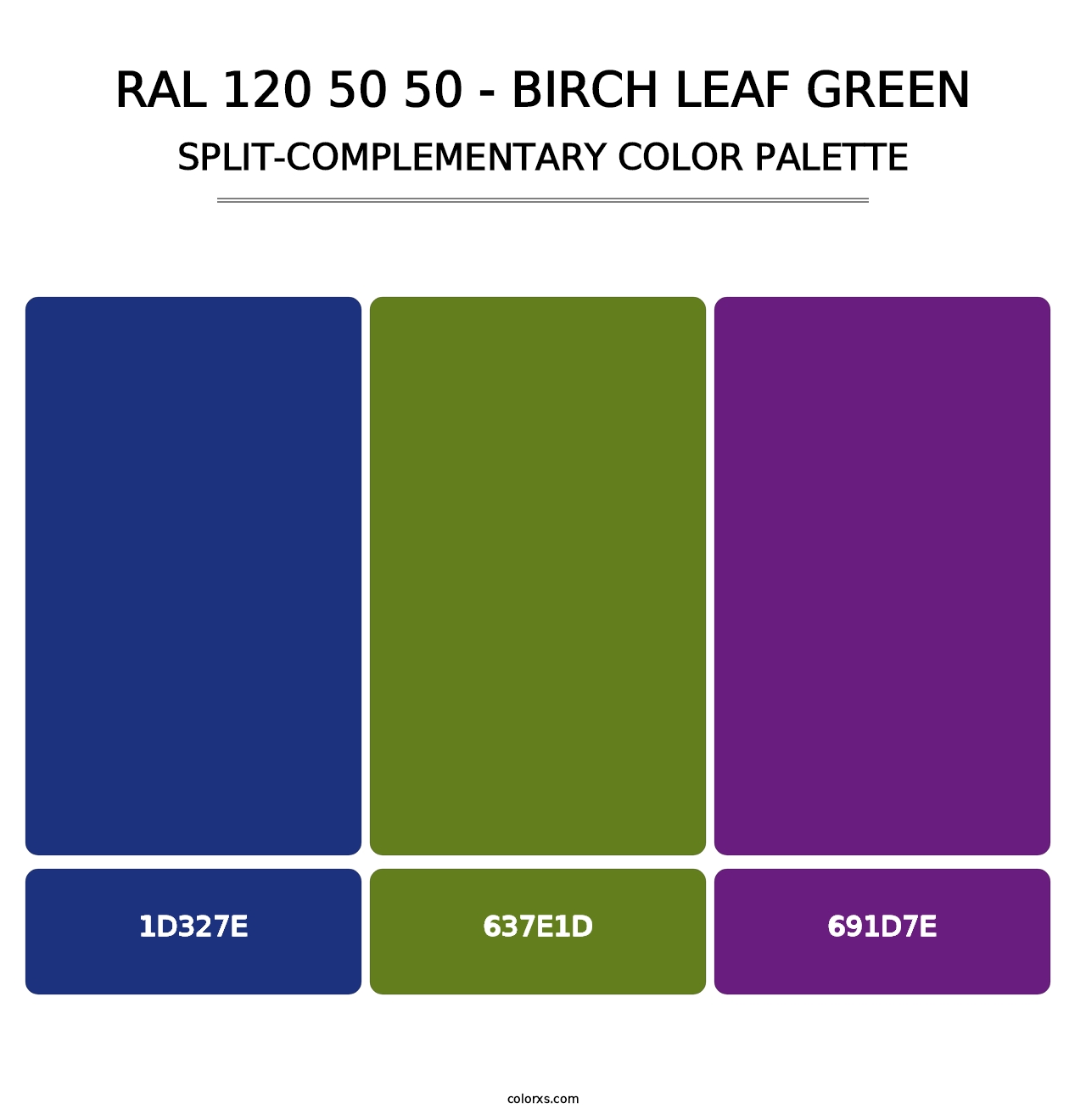 RAL 120 50 50 - Birch Leaf Green - Split-Complementary Color Palette