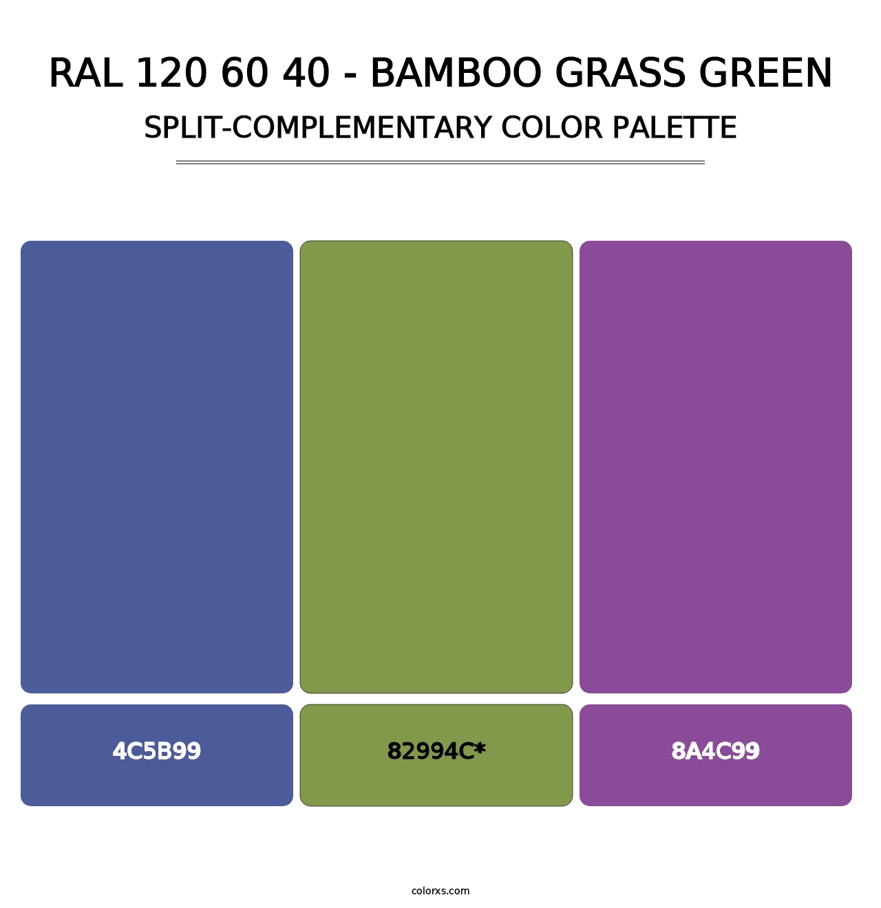 RAL 120 60 40 - Bamboo Grass Green - Split-Complementary Color Palette