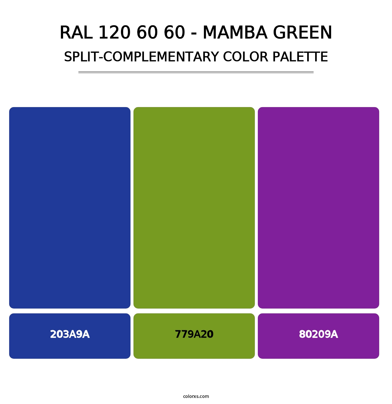 RAL 120 60 60 - Mamba Green - Split-Complementary Color Palette