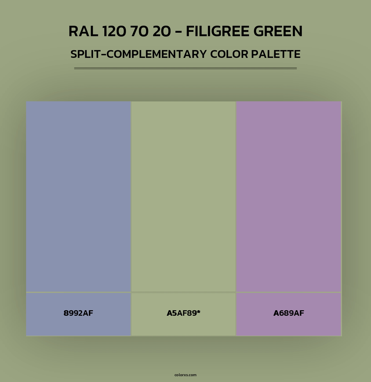 RAL 120 70 20 - Filigree Green - Split-Complementary Color Palette