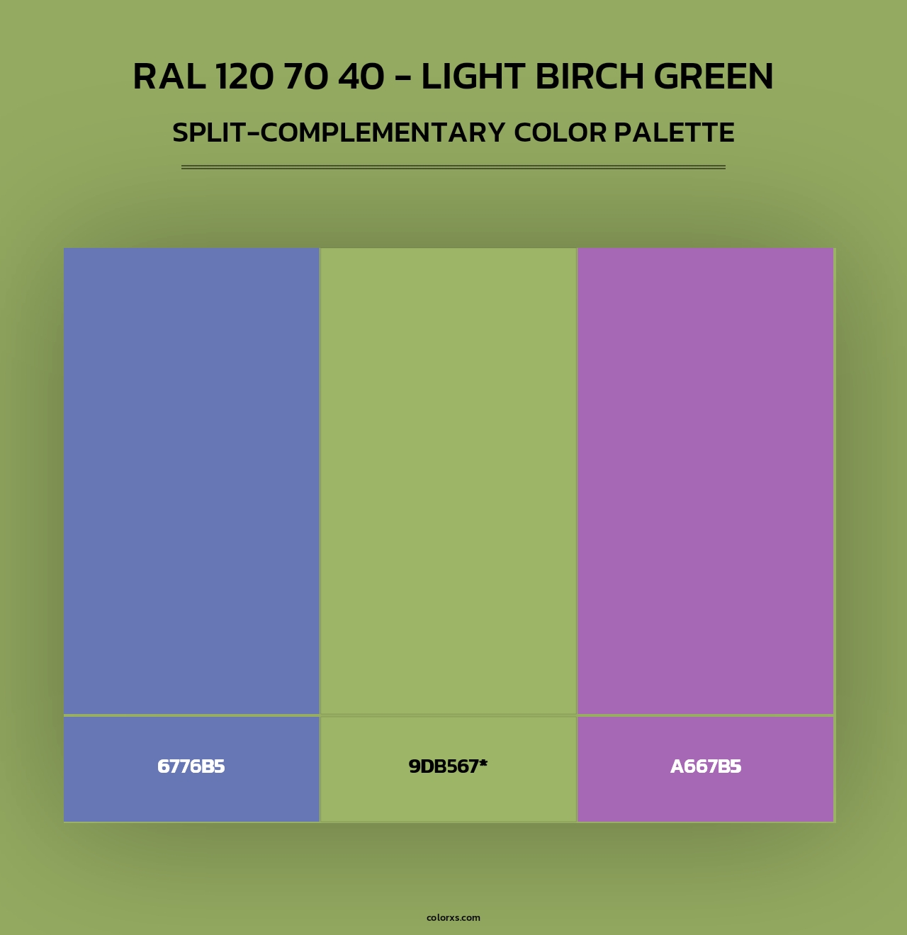 RAL 120 70 40 - Light Birch Green - Split-Complementary Color Palette