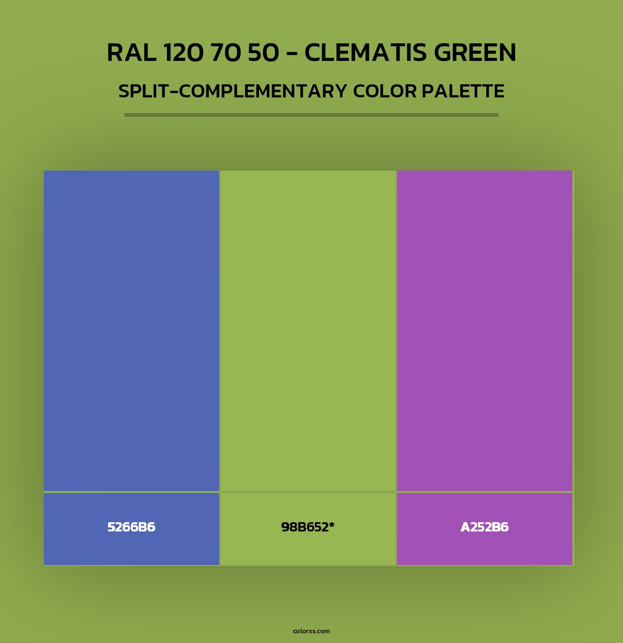 RAL 120 70 50 - Clematis Green - Split-Complementary Color Palette