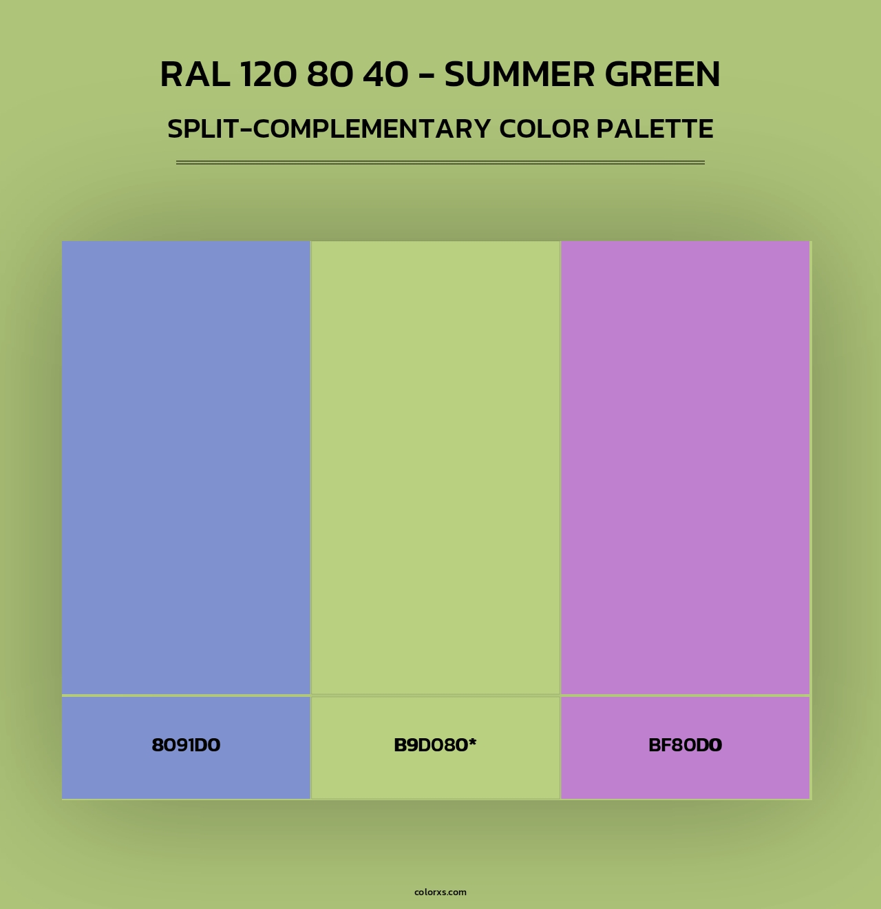 RAL 120 80 40 - Summer Green - Split-Complementary Color Palette
