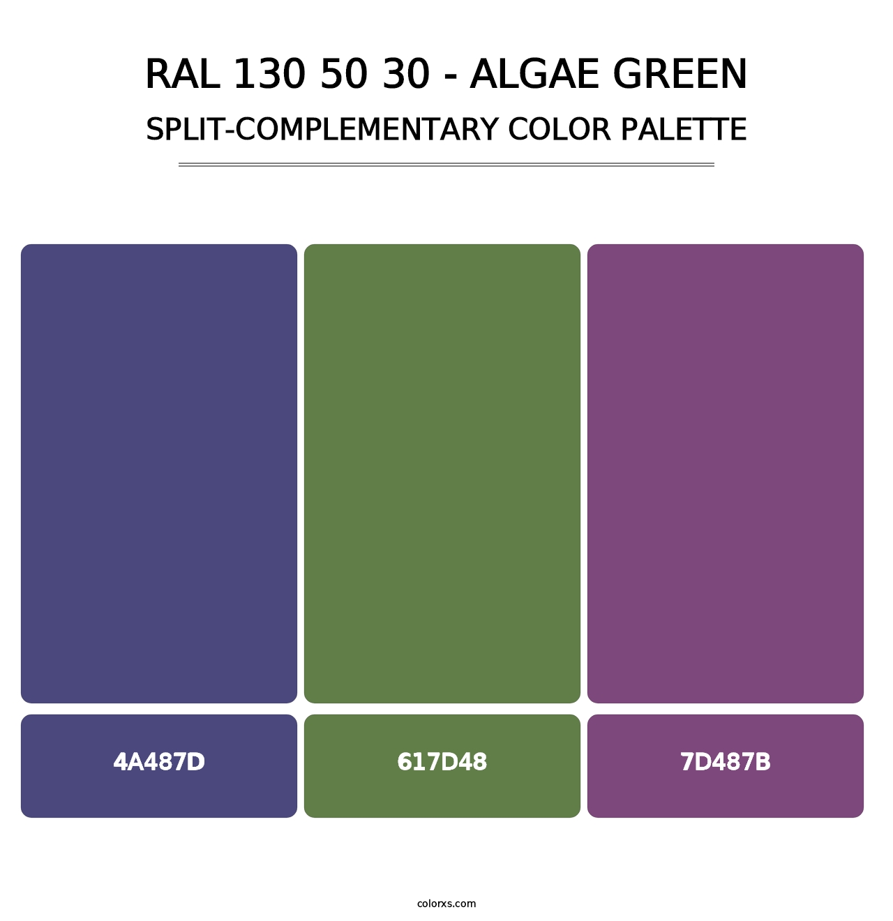 RAL 130 50 30 - Algae Green - Split-Complementary Color Palette