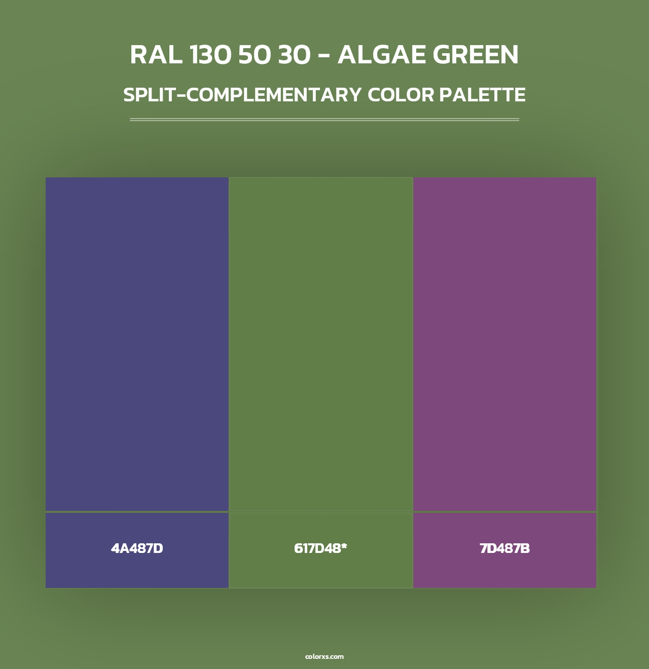 RAL 130 50 30 - Algae Green - Split-Complementary Color Palette
