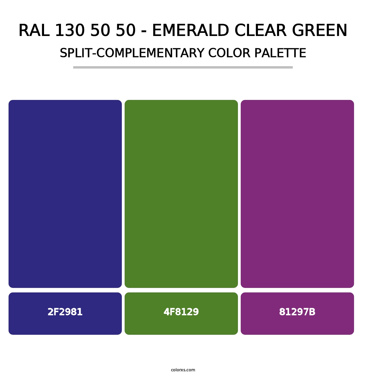 RAL 130 50 50 - Emerald Clear Green - Split-Complementary Color Palette