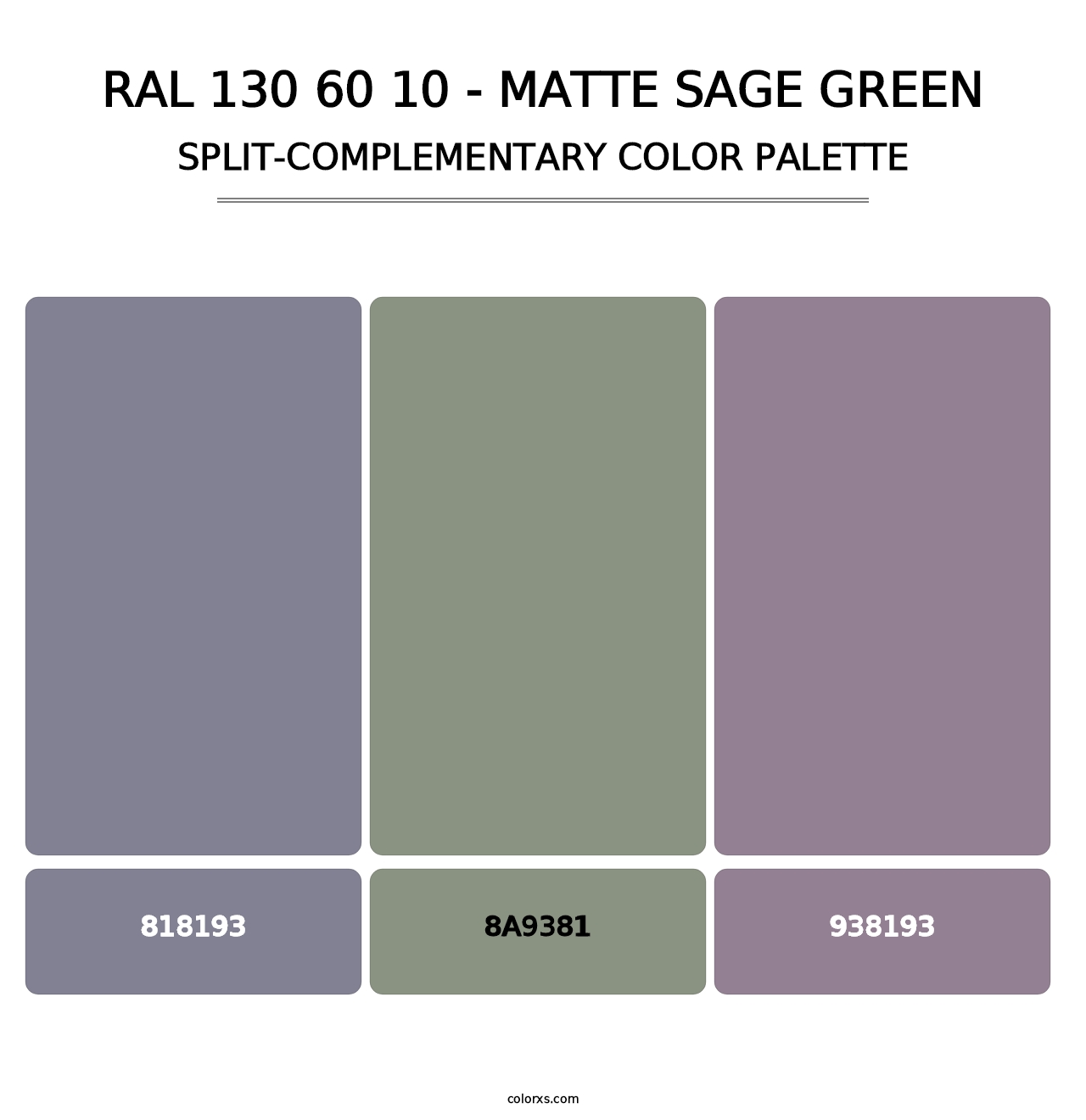 RAL 130 60 10 - Matte Sage Green - Split-Complementary Color Palette