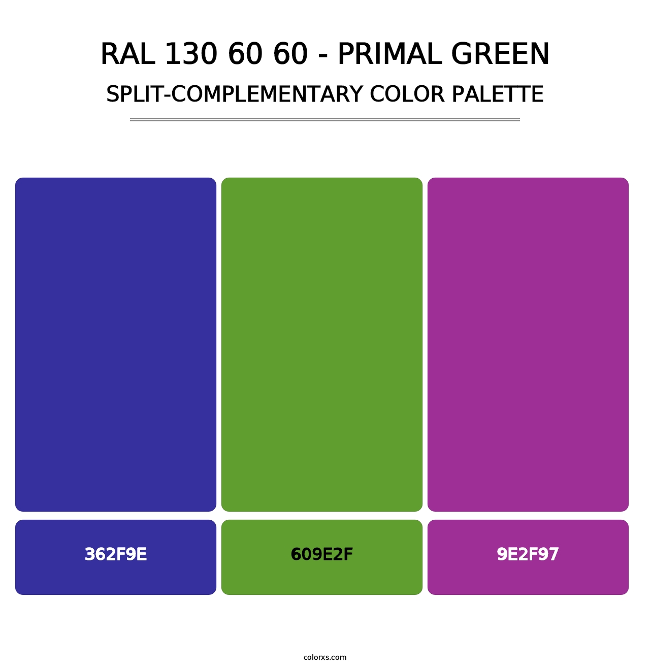RAL 130 60 60 - Primal Green - Split-Complementary Color Palette
