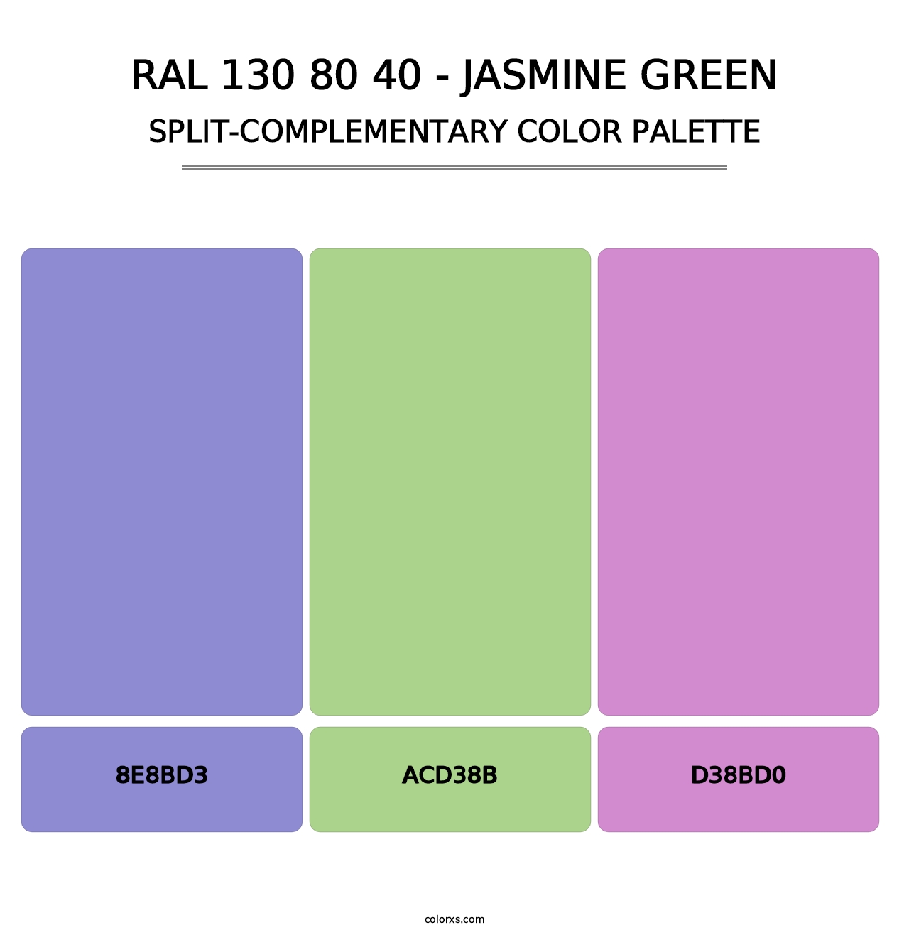 RAL 130 80 40 - Jasmine Green - Split-Complementary Color Palette