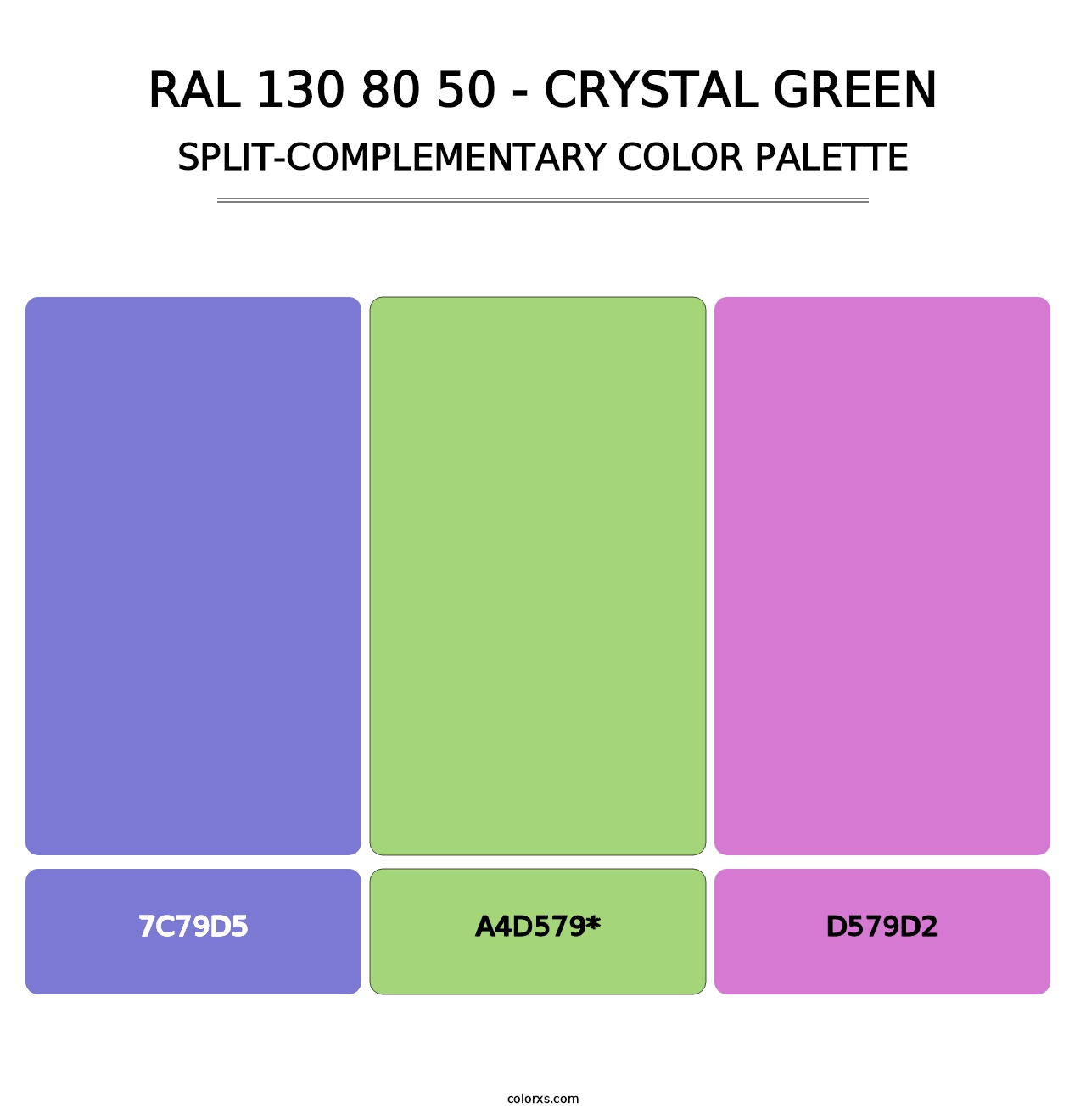 RAL 130 80 50 - Crystal Green - Split-Complementary Color Palette