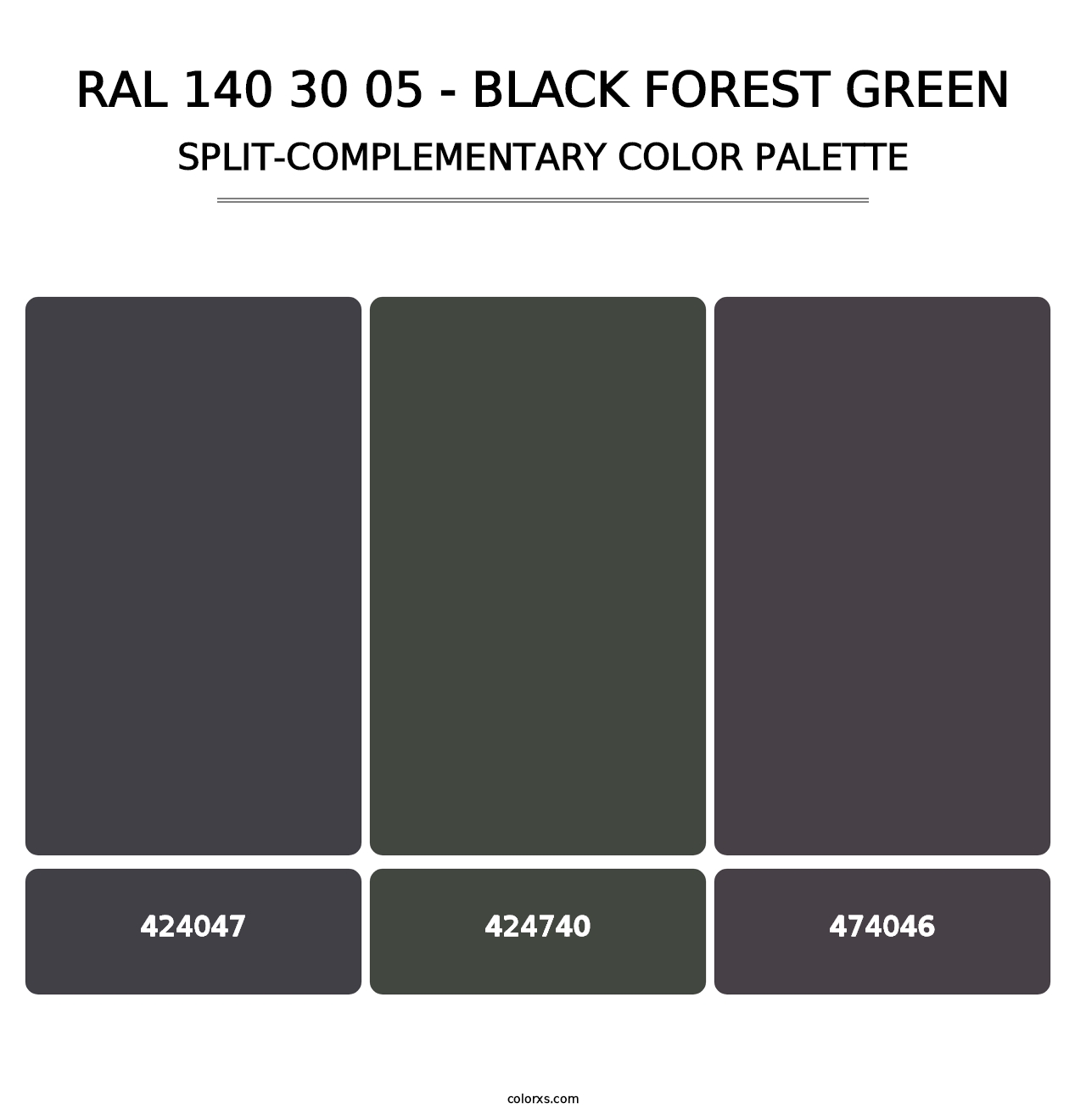 RAL 140 30 05 - Black Forest Green - Split-Complementary Color Palette