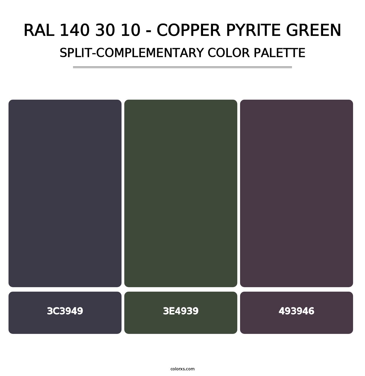 RAL 140 30 10 - Copper Pyrite Green - Split-Complementary Color Palette