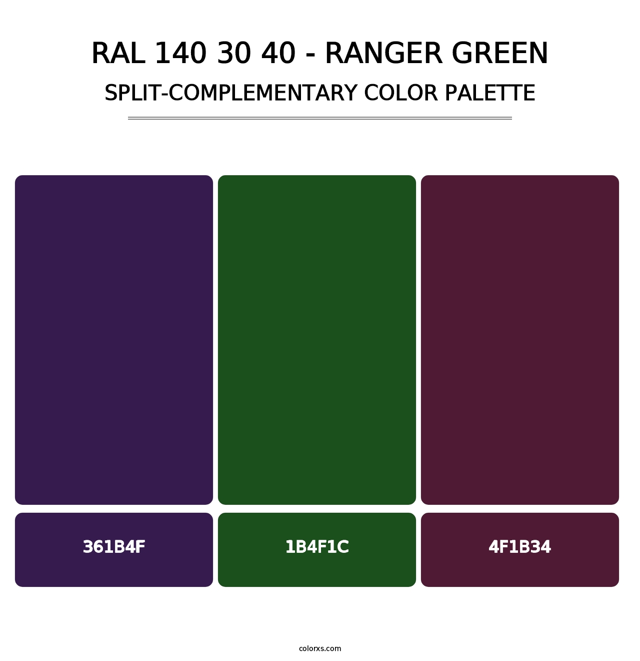 RAL 140 30 40 - Ranger Green - Split-Complementary Color Palette