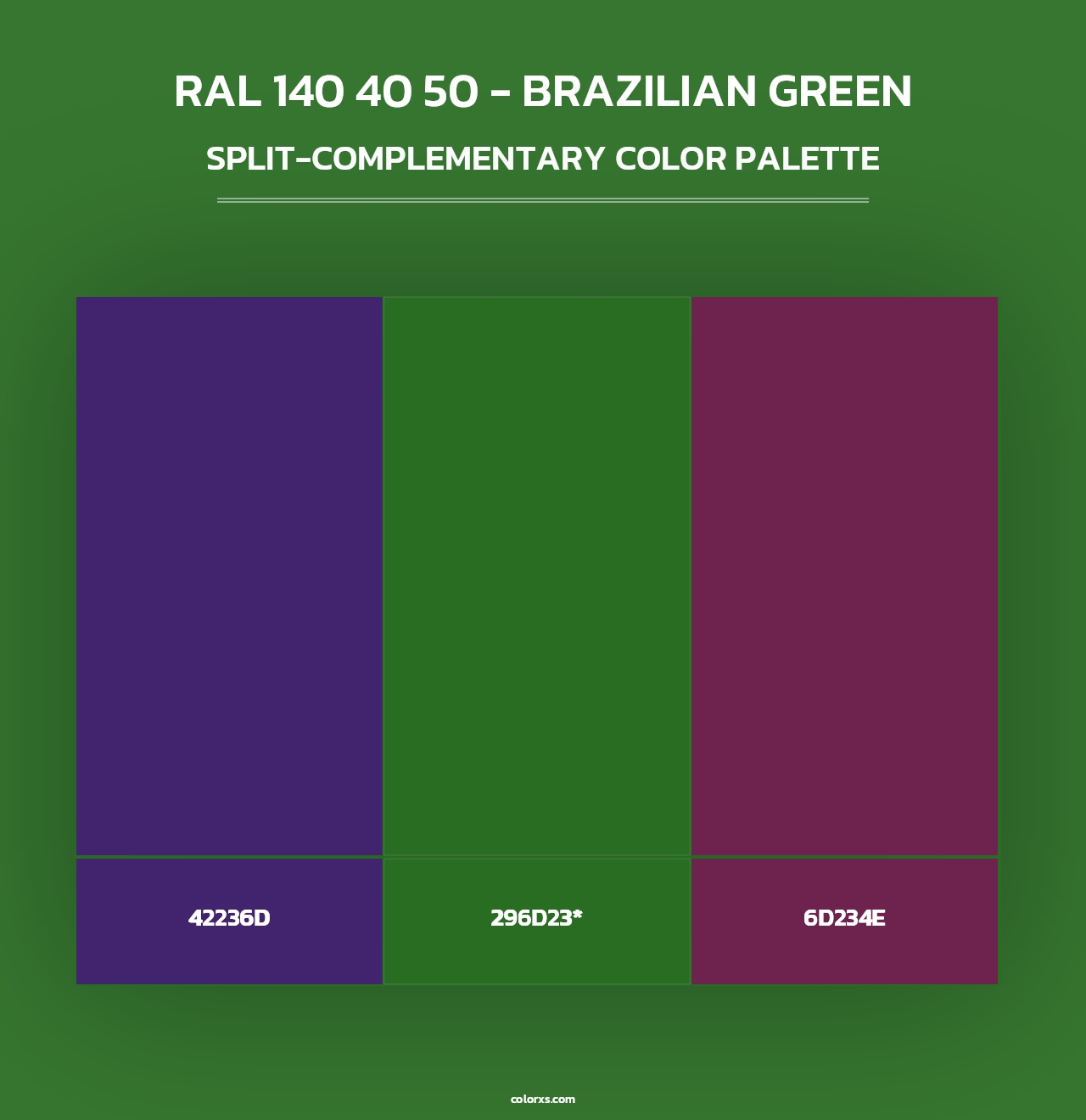 RAL 140 40 50 - Brazilian Green - Split-Complementary Color Palette