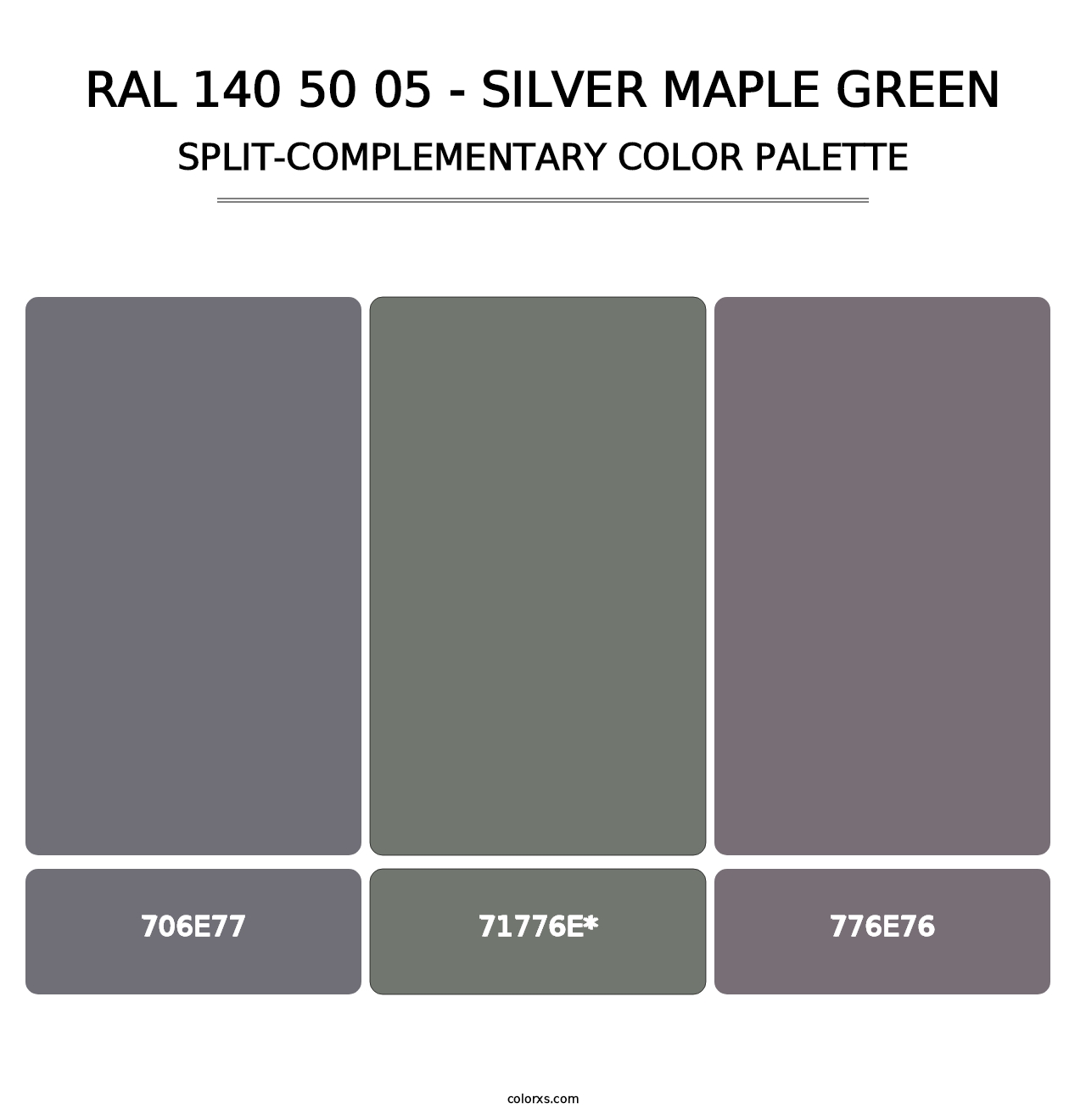 RAL 140 50 05 - Silver Maple Green - Split-Complementary Color Palette