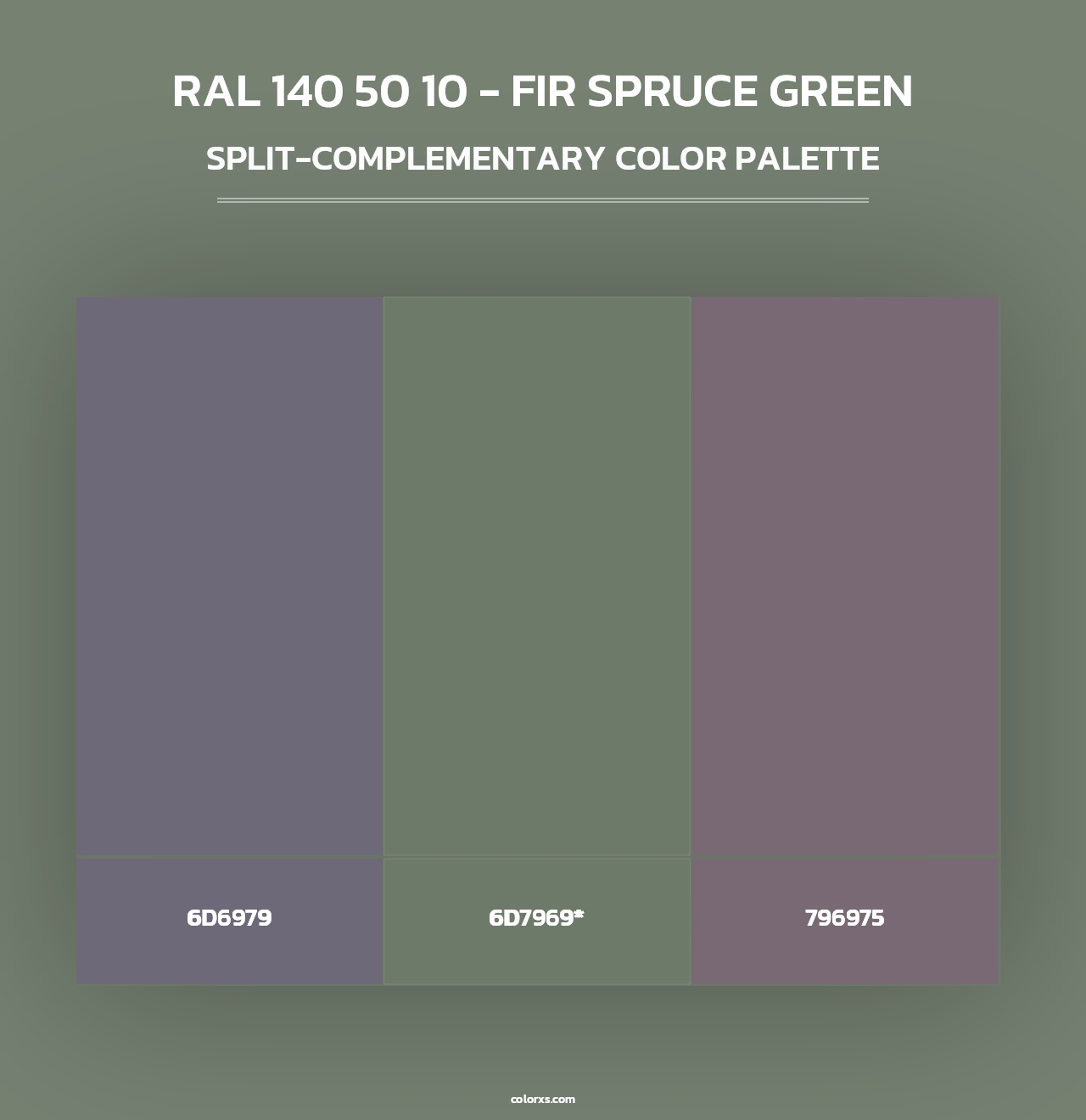 RAL 140 50 10 - Fir Spruce Green - Split-Complementary Color Palette